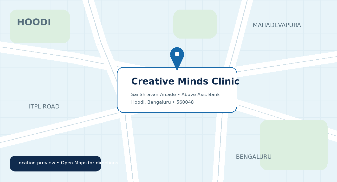 Location preview for Creative Minds Clinic in Hoodi, Bengaluru